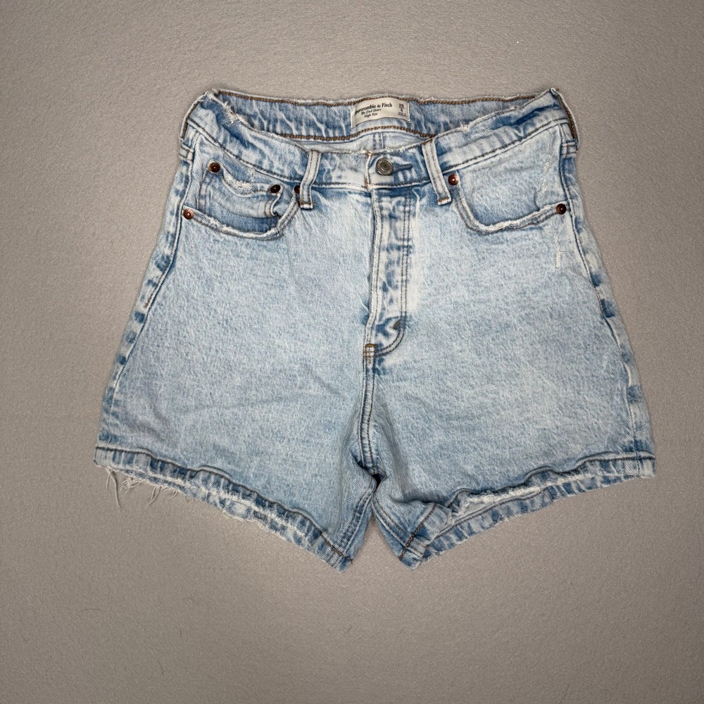 Abercrombie & Fitch The Dad Short High Rise Denim Shorts Light Wash Women 28 6